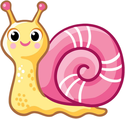Friendly yellow snail with a pink shell